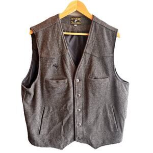 Wyoming Traders Mens Vest 100% Virgin Wool Size L Western Cowboy Rodeo Gray